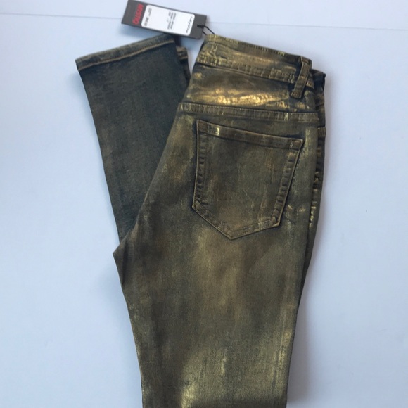 Mystiq Denim Womens/juniors gold metallic jeans - Picture 1 of 8